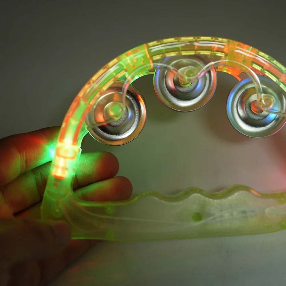 Funny Tambourine LED Led Tambourine Light Up Shaking Toy Toy Wedding 1pc Club Concert Flashing Kids Musical Instrument