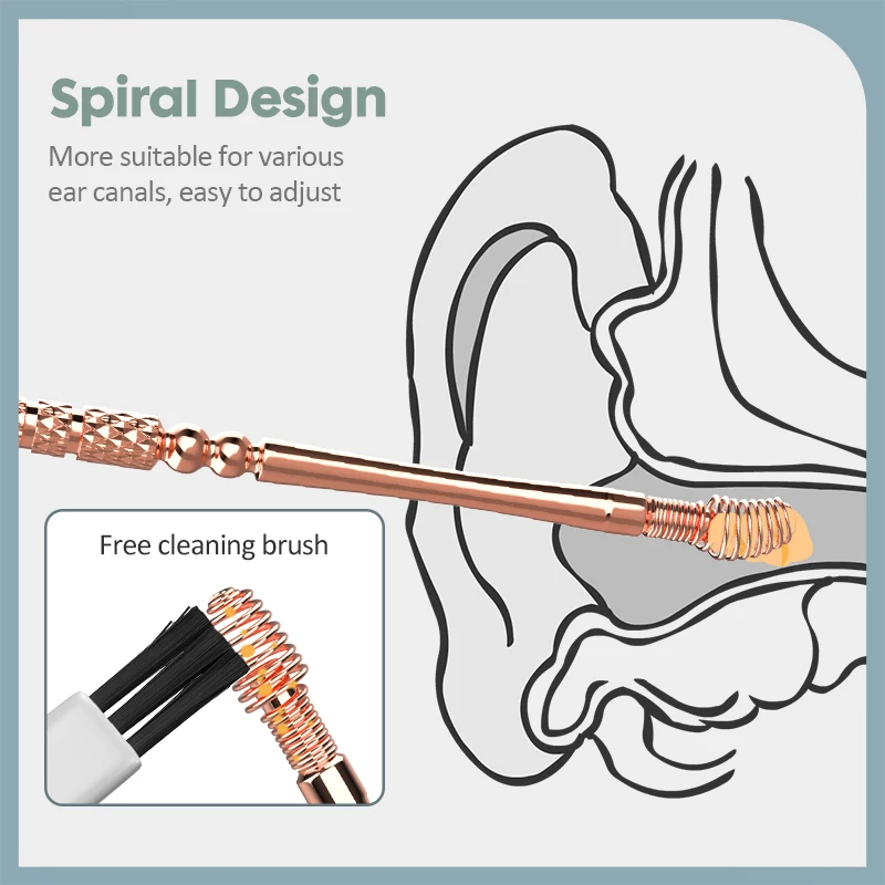 KK 360° Spiral Massage Ear Pick Ear Wax Removal Tool Stainless Steel Ear Spoon Flexible Design Ear Canal Cleaner Ear Care Tool 3