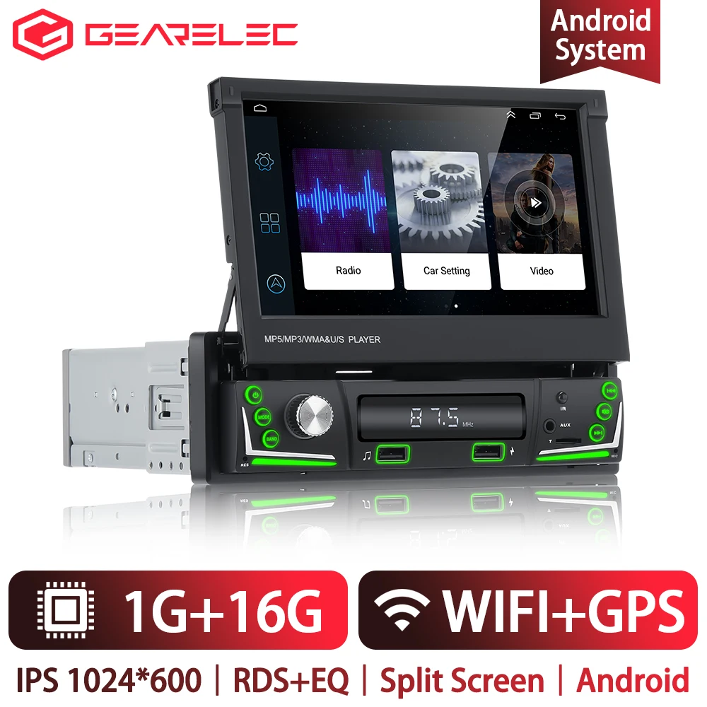 Autoradio Android Auto radio 1 Din 7 ''écran tactile lecteur