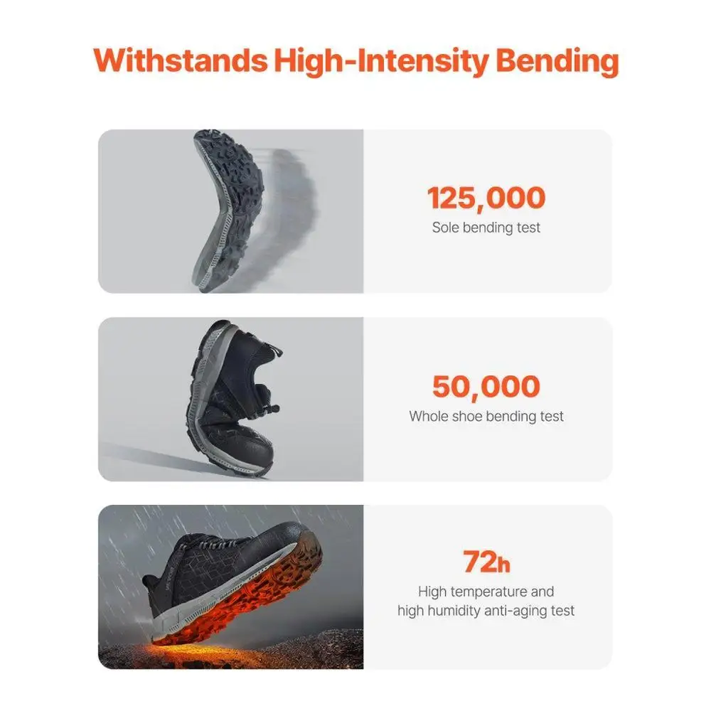 Per uomo Sneakers larghe con punta in acciaio Taglia 11 Scarpe antinfortunistiche leggere nere per l'edilizia e l'uso esterno Atletico durevole - immagine 3