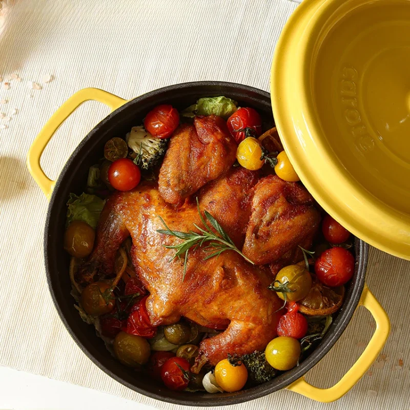 Enamel Pot Cast Iron Cooker Household Clay Pan Stew Casserole Soup Stove Non-Stick Induction Cooking Durable And Stylish