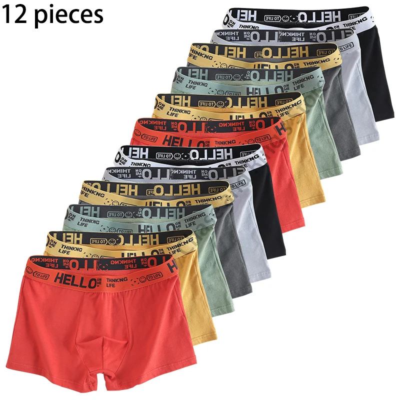 Plus size Mens Underwear Men Cotton Underpants Male Pure Panties Shorts Breathable Boxer Shorts Comfortable soft 12Pcs 40-120KG