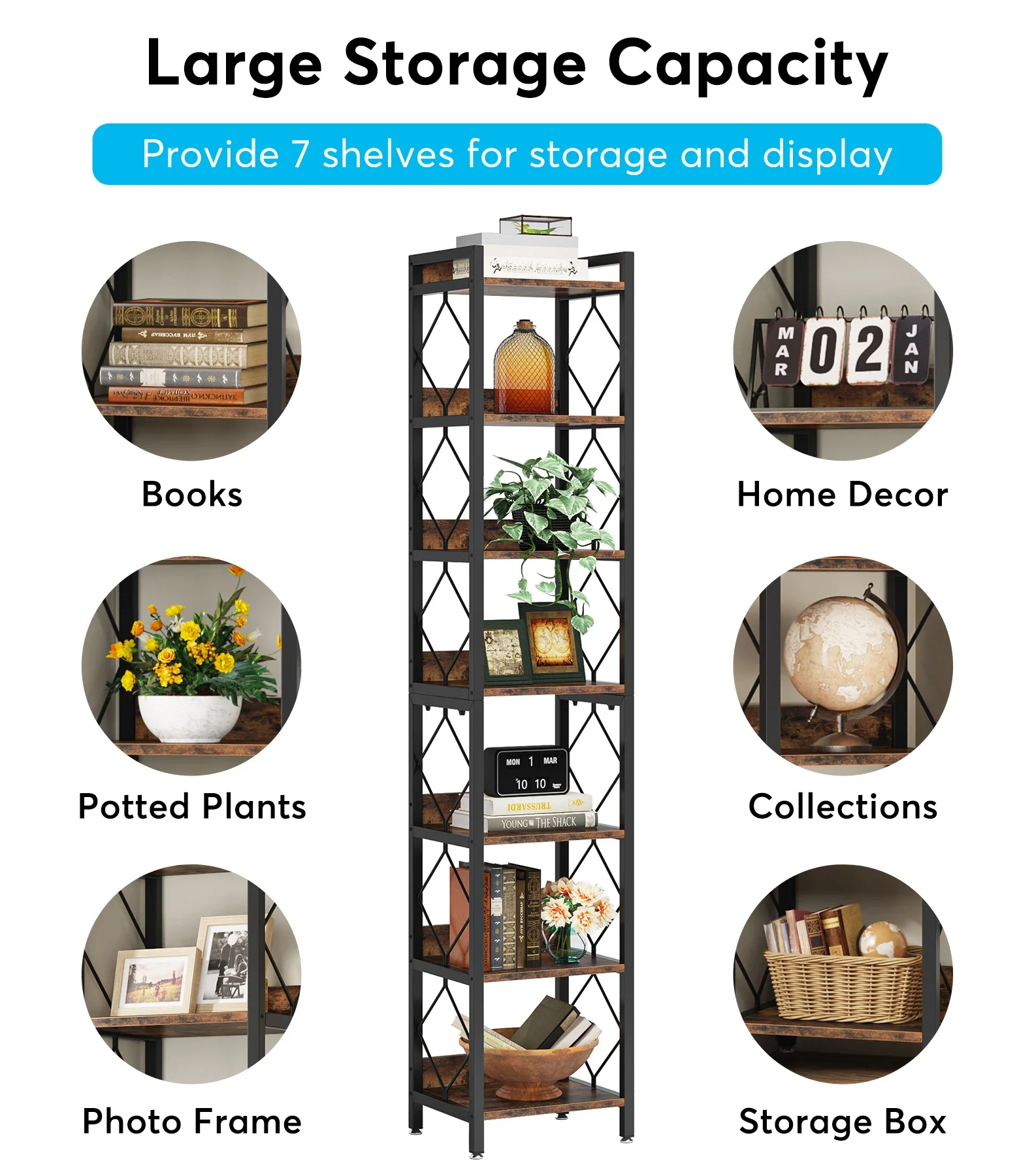 Extra Tall Narrow Bookshelf 4