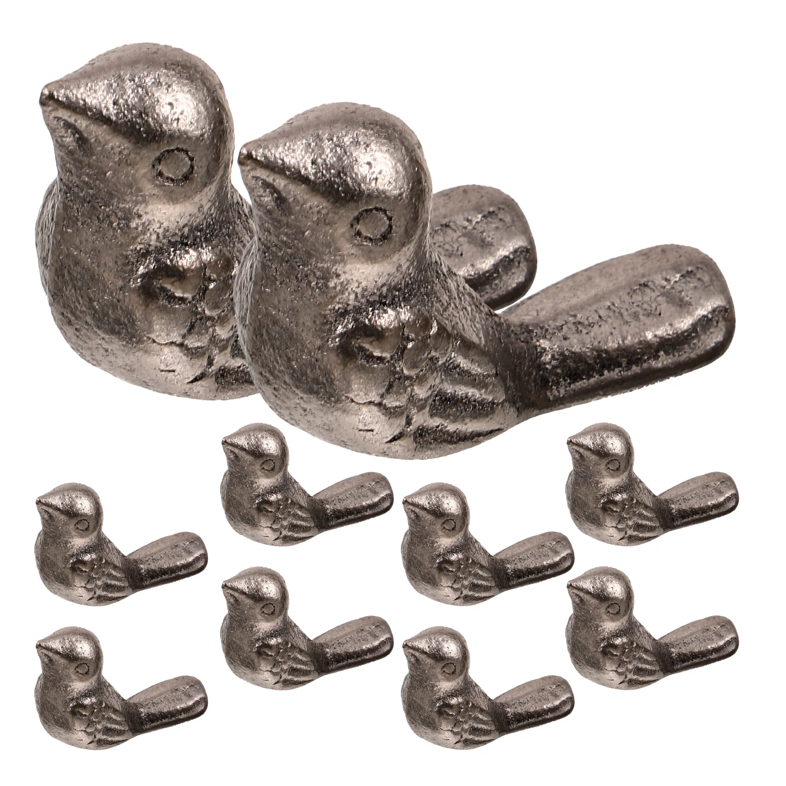 

10pcs Cast Iron Small Bird Figurine Decoration Table Garden Bird Statue Iron Animal Model