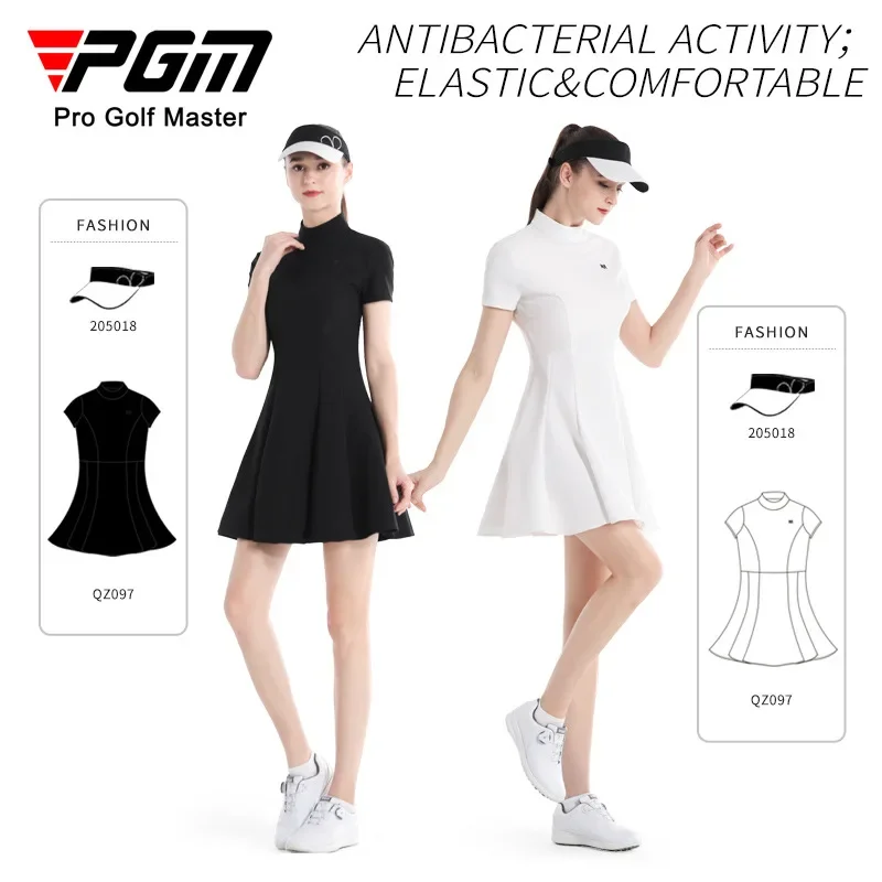 PGM Women's Golf Summer Slim Fit Waist Slimming A-line Dress Short Sleeved Women's Skirt Korean Version QZ097