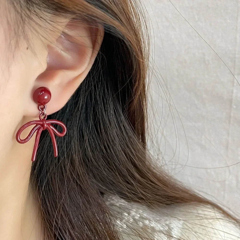 Retro Bowknot Stud Earrings for Women Girls