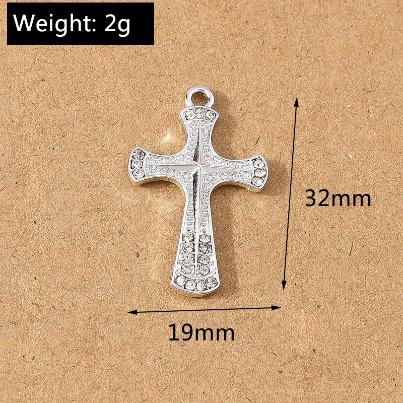10 Stück 24*11mm Kristall Strass Kreuz Charms Anhänger für Halskette Ohrringe DIY handgemachte Schmuckherstellung Zubehör – Detail 14