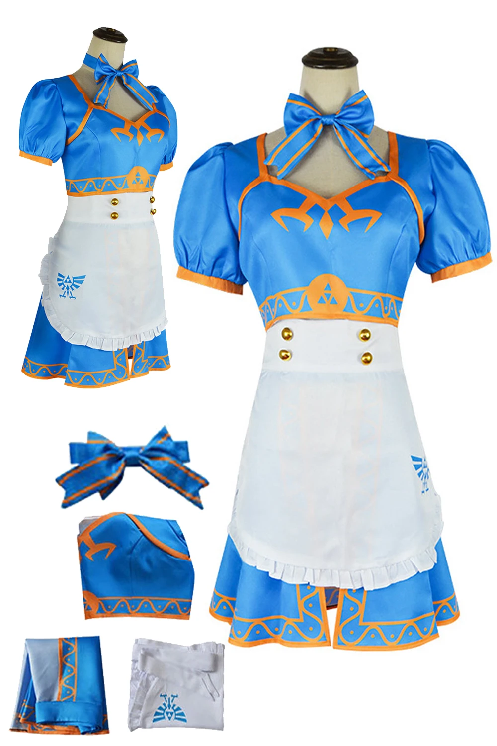 

Zerdar Princess Cosplay Blue Maid Dess Costume Fancy Dress Up Skirts Outfits RolePlay Female Women Adult Halloween Carnival Suit