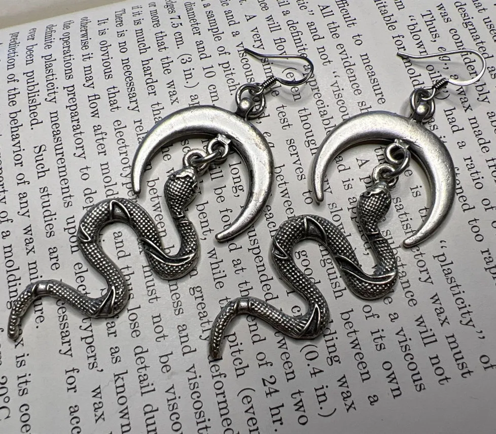 Nuovo Serpente Serpente E Luna Crescente Orecchini Pendenti In Argento Orecchini Gioielli Per Le Donne