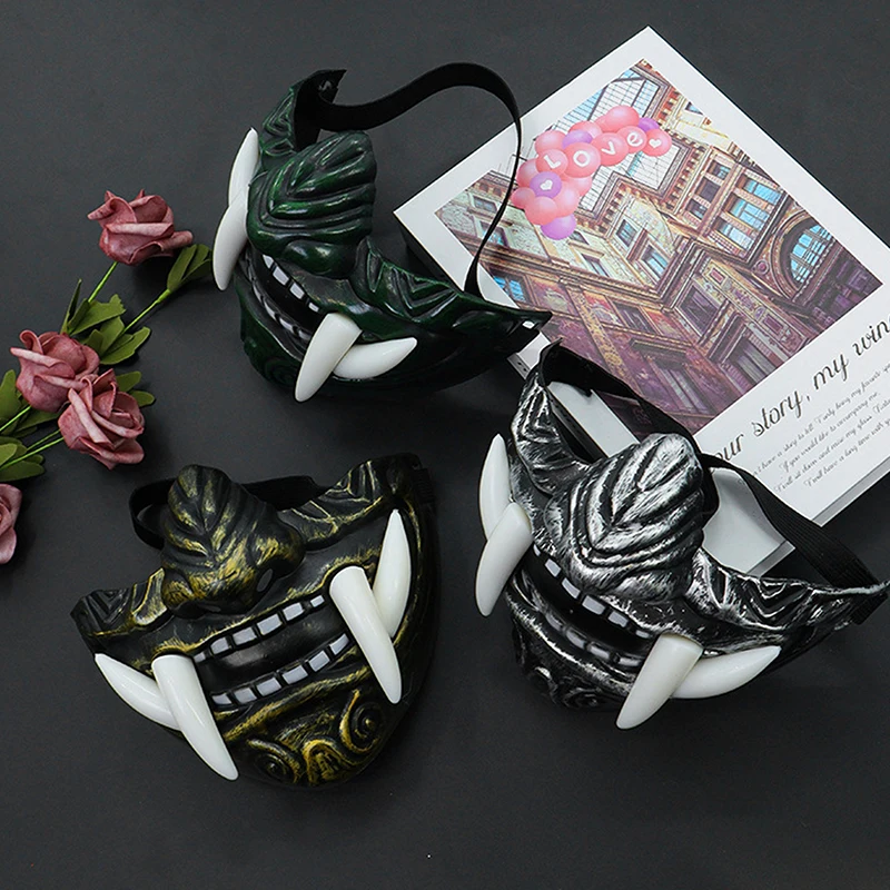 Japanische Samurai Oni Dämon Maske Horror Prajna Killer Stil für Halloween Cosplay Party Kostüm Requisiten – Detail 6