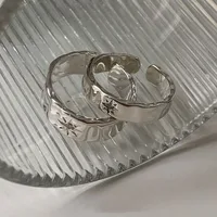 925 Sterling Sliver Star Rings Y2K Couple Zircon Star Open Ring for Women Men Wide Retro Figner Rings Lovers Gift Jewelry - Image 6