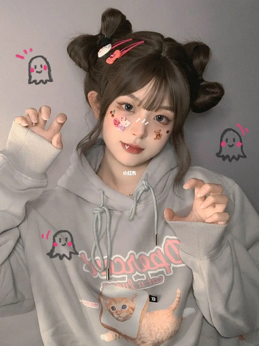 Japanese Sweet Anime Hoodies for Girls Autumn Winter Kawaii Soft Girl Long Sleeve Cartoon Hoodie Women Casual Pullover