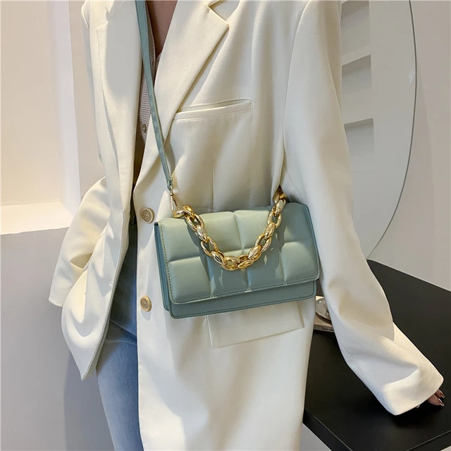 Mini Push Lock Fuzzy Chain Flap Square Bag