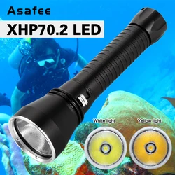 Asafee A26 100M LED Scuba Diving Flashlight XHP70.2 4000LM Light IPX8 Waterproof Torch XHP70 LED Diving Flashlight Lantern Lamp