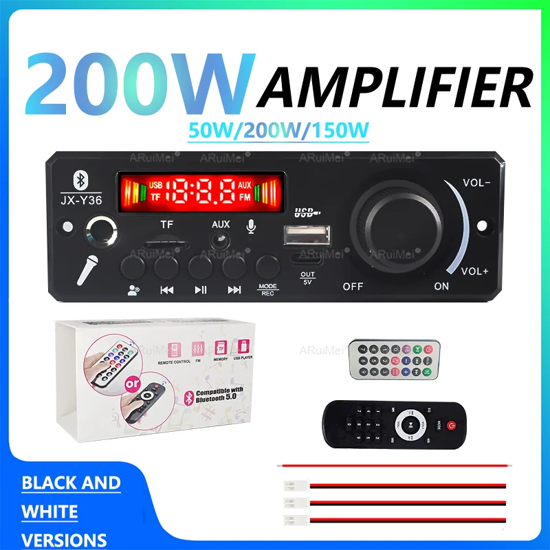 200W 앰프 블루투스 5.3 MP3 WMA APE 디코더 보드 12V 100W 50W 핸즈프리 차량용 오디오 마이크 USB TF FM DIY 음악 플레이어