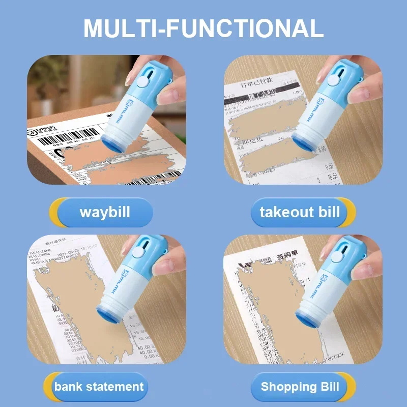 Thermal Paper Correction Fluid with Retractable Unboxing Knife Privacy ID Information Blackout Theft Protection Mini Box Cutter