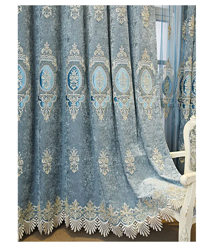 Luxury Curtains for Living Room Bedroom Bay Window Floor-to-ceiling Window Blackout Thickened Embroidered Curtains Window Screen