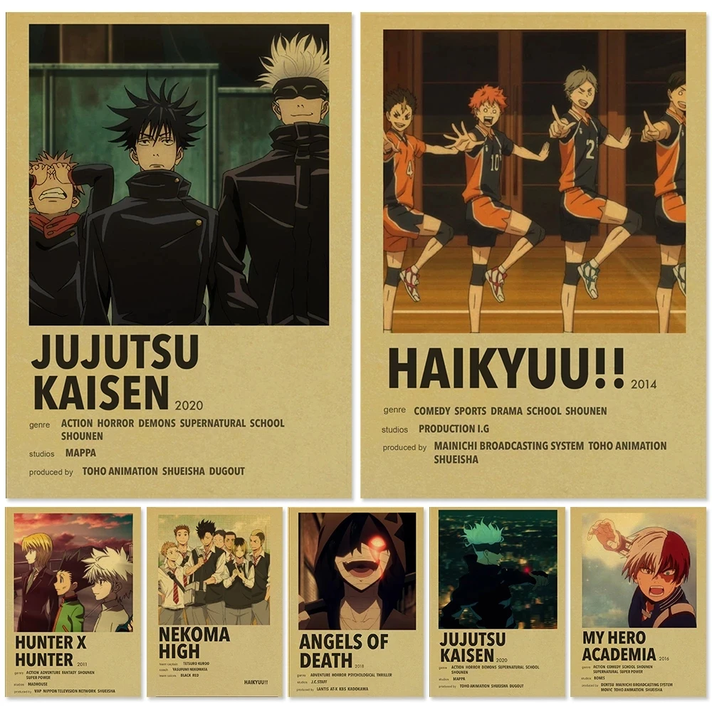 

Painting Art Jujutsu Kaisen Poster Haikyuu Kraft Paper Hunter X Hunter Picture MHA Mural Home Children Room Wall Aesthetic Decor