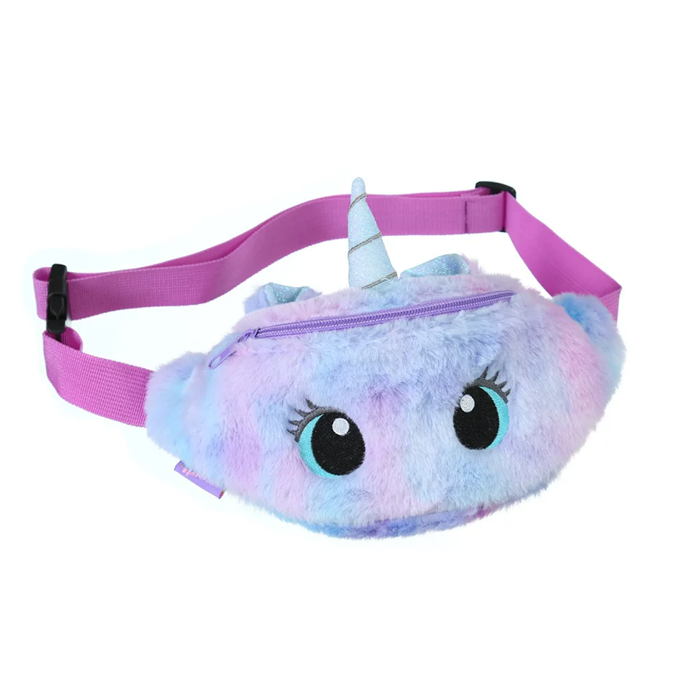 Cute Unicorn Female Waist Bag Kids Fanny Pack Cartoon Plush Women Belt Bag Fashion Travel Phone Pouch Chest Chest Bags Waist Packs