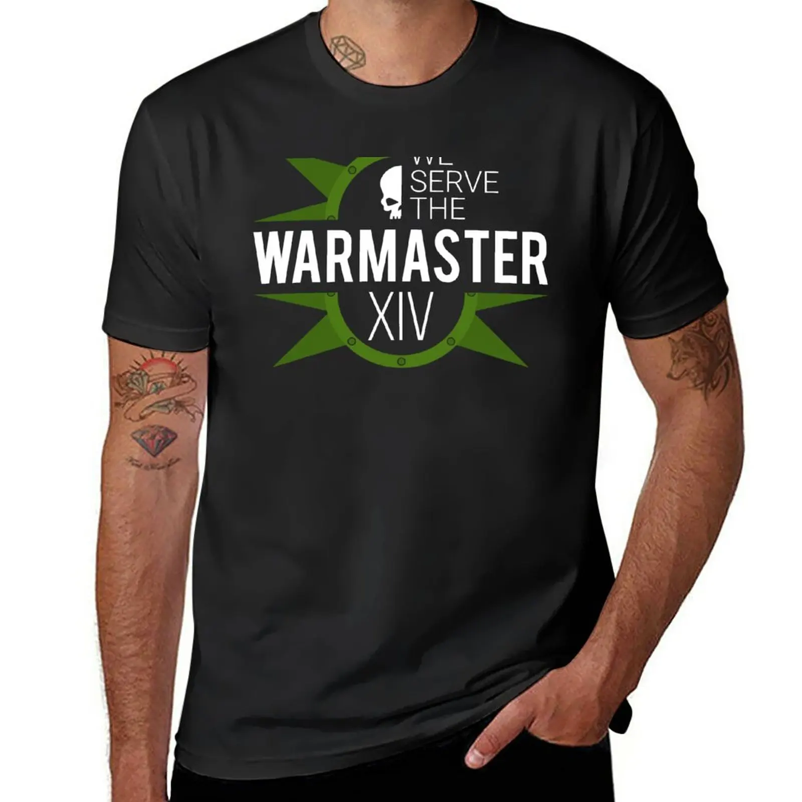 

New We Serve The Warmaster (XIV) T-Shirt Blouse mens big and tall t shirts