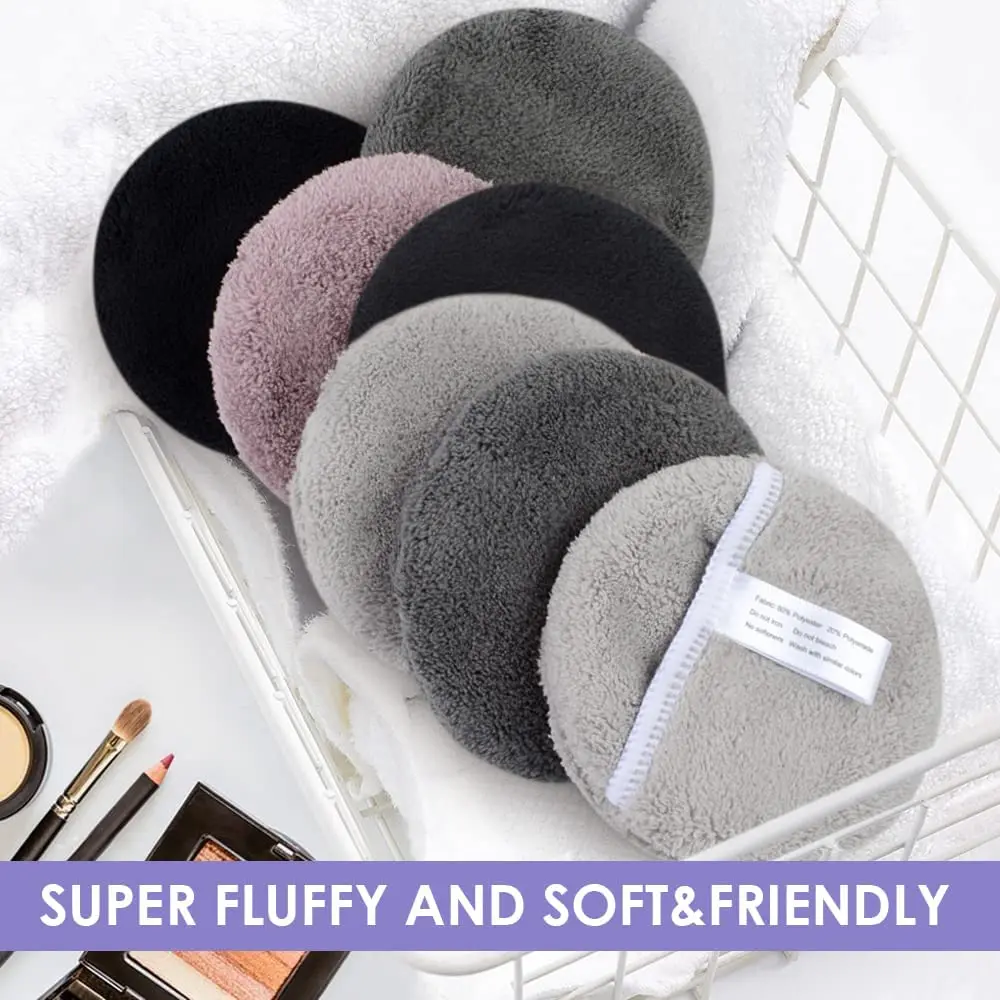 Microfiber Reusable Makeup Remover Pads Face Cleansing Gloves Washable Makeup Removal Cloth Rounds With Laundry Bag 6 Pack 5