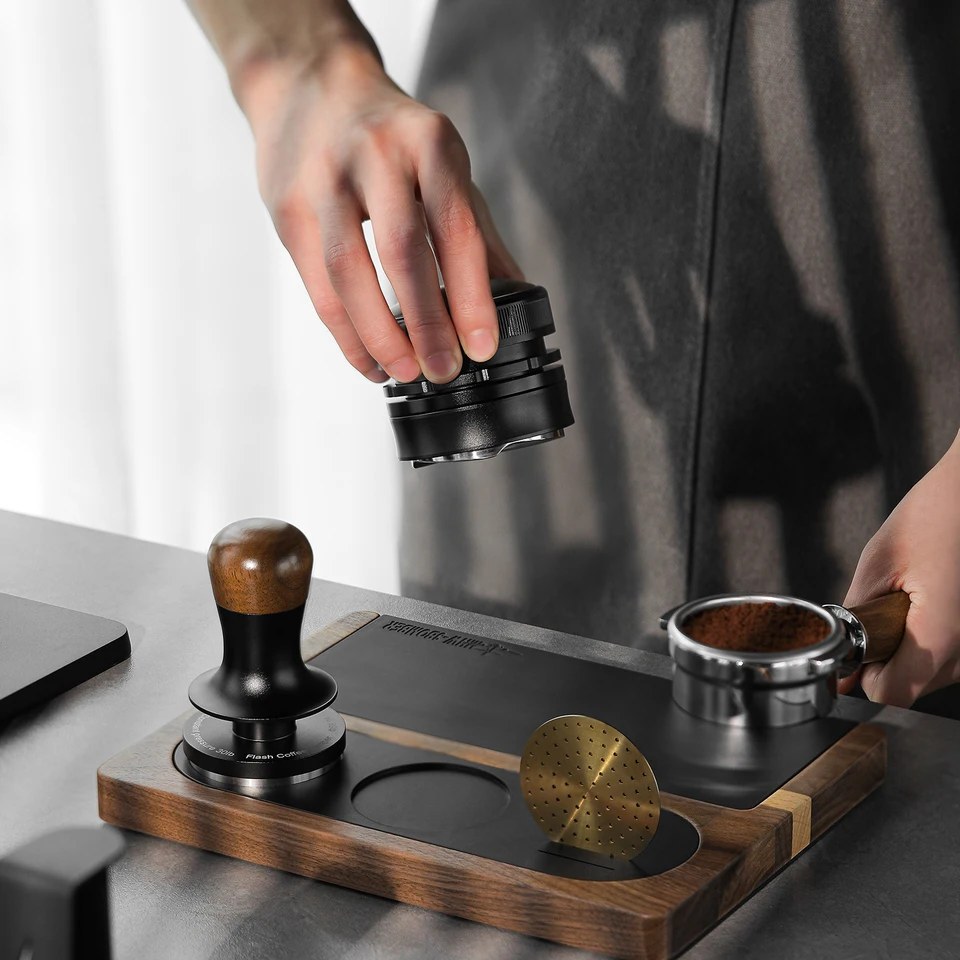 MHW-3BOMBER Coffee Tamping Station Wooden Silicone Espresso Tamper