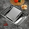 Thicken Stainless Steel Food Storage Tray Rectangular Deep Plates Fruits Bread Cakes Steamed Sausage Dishes Kitchen Cooking Tool 5