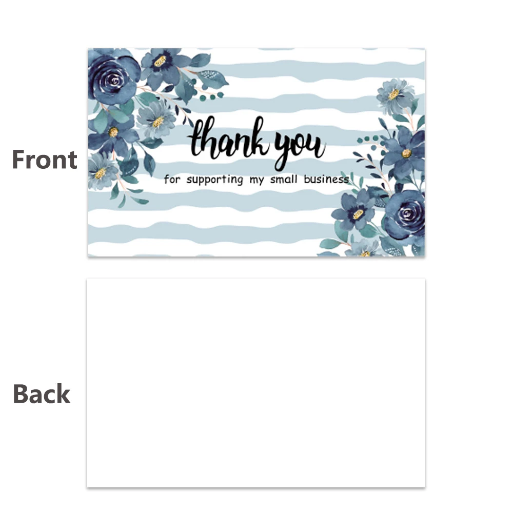 30pcs/Pack Flower Floral Thank You Cards Pink Small Business Card For Bakery Wedding Party Baby Shower Package Insert Mailer Bag