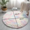 60CM Rainbow Round Fluffy Rugs Carpets Anti-Skid Shaggy Floor Mat For Living Room Home Decoration Bedroom Kid Room 3