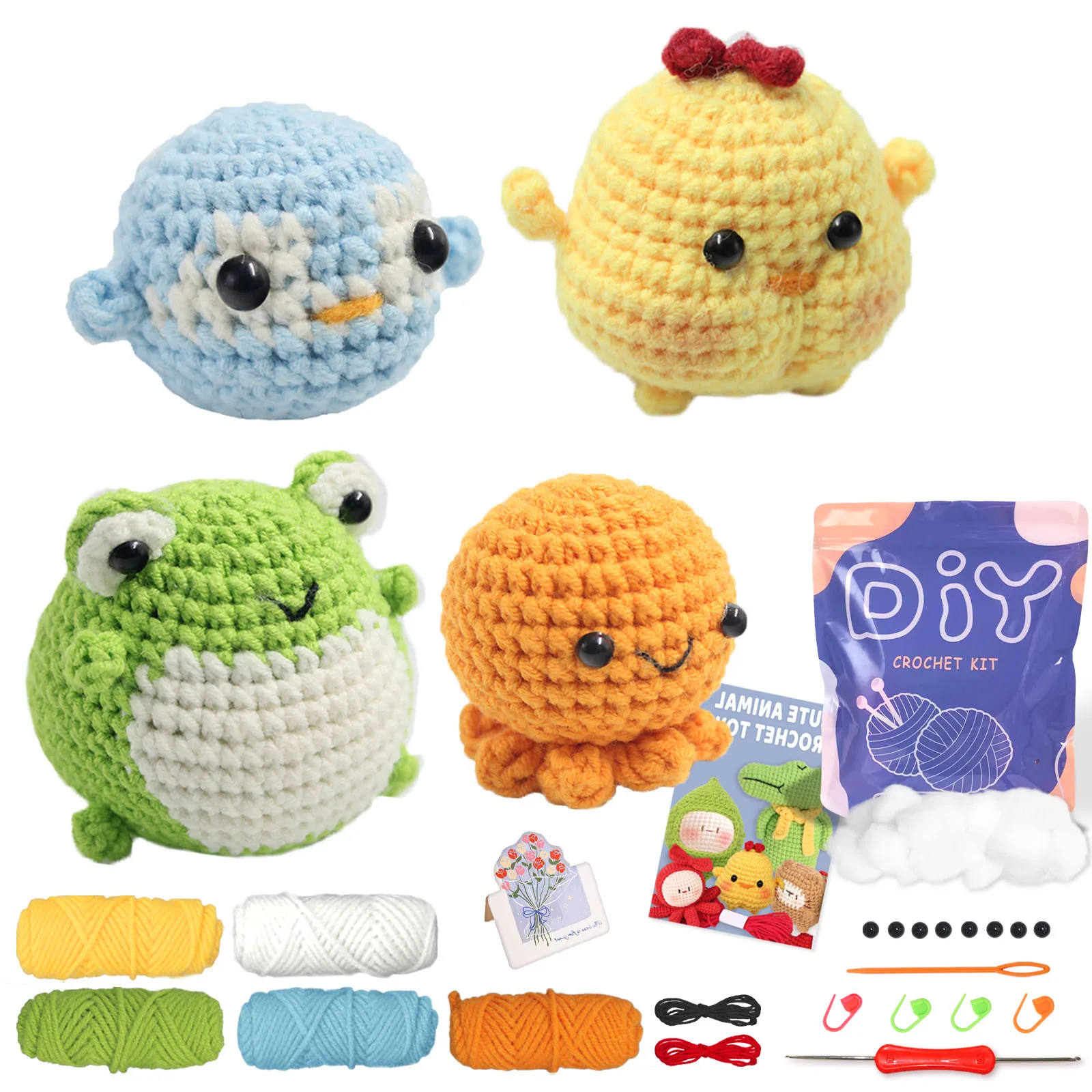 Gehaakte kits voor beginners - Alles-in-één breisets voor knuffeldieren - Stapsgewijze video-tutorials doe-het-zelf, gehaakte kits voor konijn en wortel Gehaakte kits voor beginners - Alles-in-één breisets voor knuffeldieren - Stapsgewijze video-tutorials doe-het-zelf, gehaakte kits voor konijn en wortel