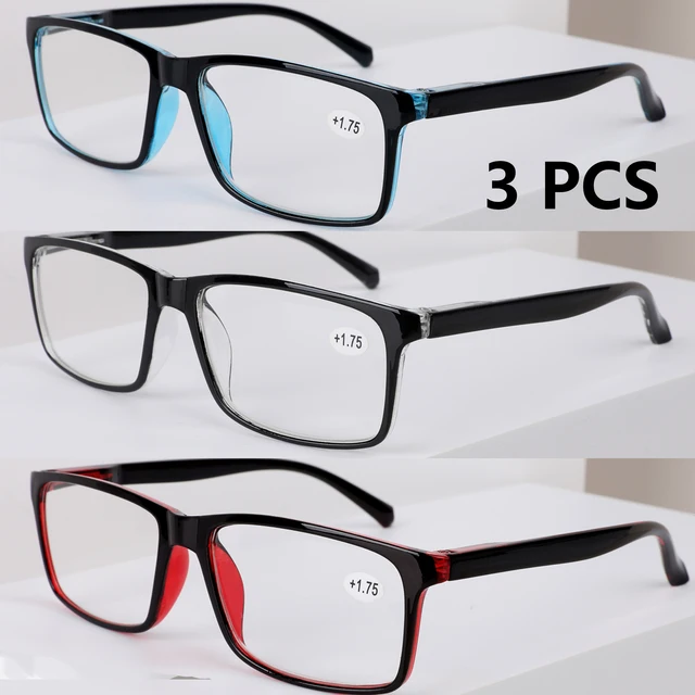 Lunettes de Lecture Classiques Bloquant la Lumière Bleue, Charnière à Ressort avec Motif Imprimé, 3 Pièces 1
