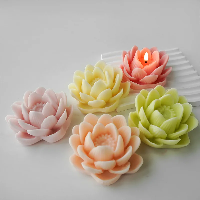 3D Lotus Flowers Silicone Mold for DIY Aroma Candles and Ornaments