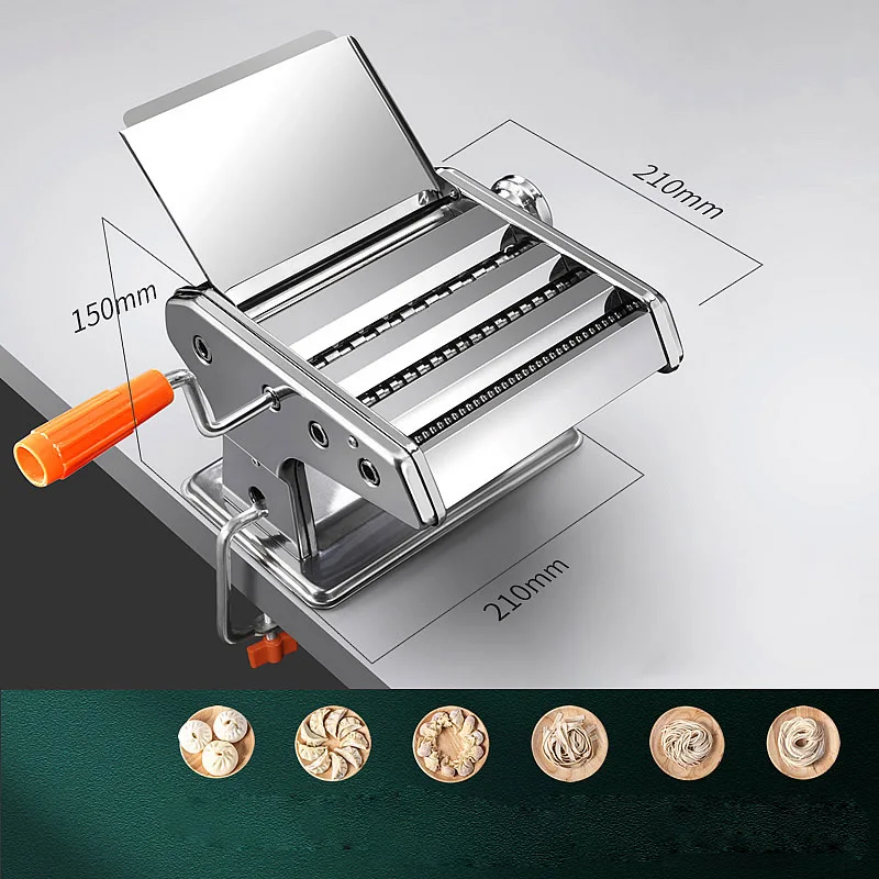 Manual Stainless Steel Linguine Pasta Maker Home Spaghetti Press Machine Cutter Dough Sheeter Ravioli Dumpling Noodle Shell Tool