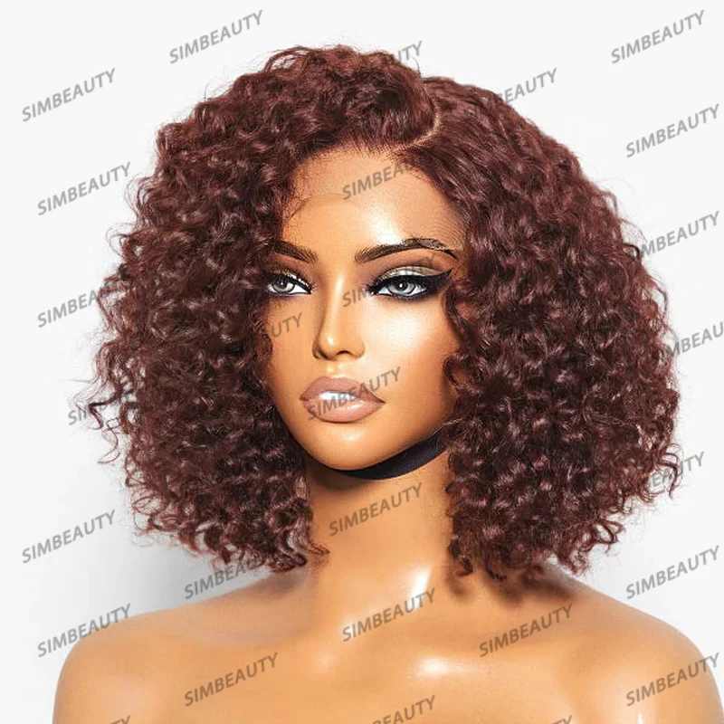 

Brazilian Copper Brown Afo Kinky Curly Human Hair 360 Lace Frontal Wigs Baby Hair Bob Blonde Glueless 13x6 Lace Front Wigs Remy