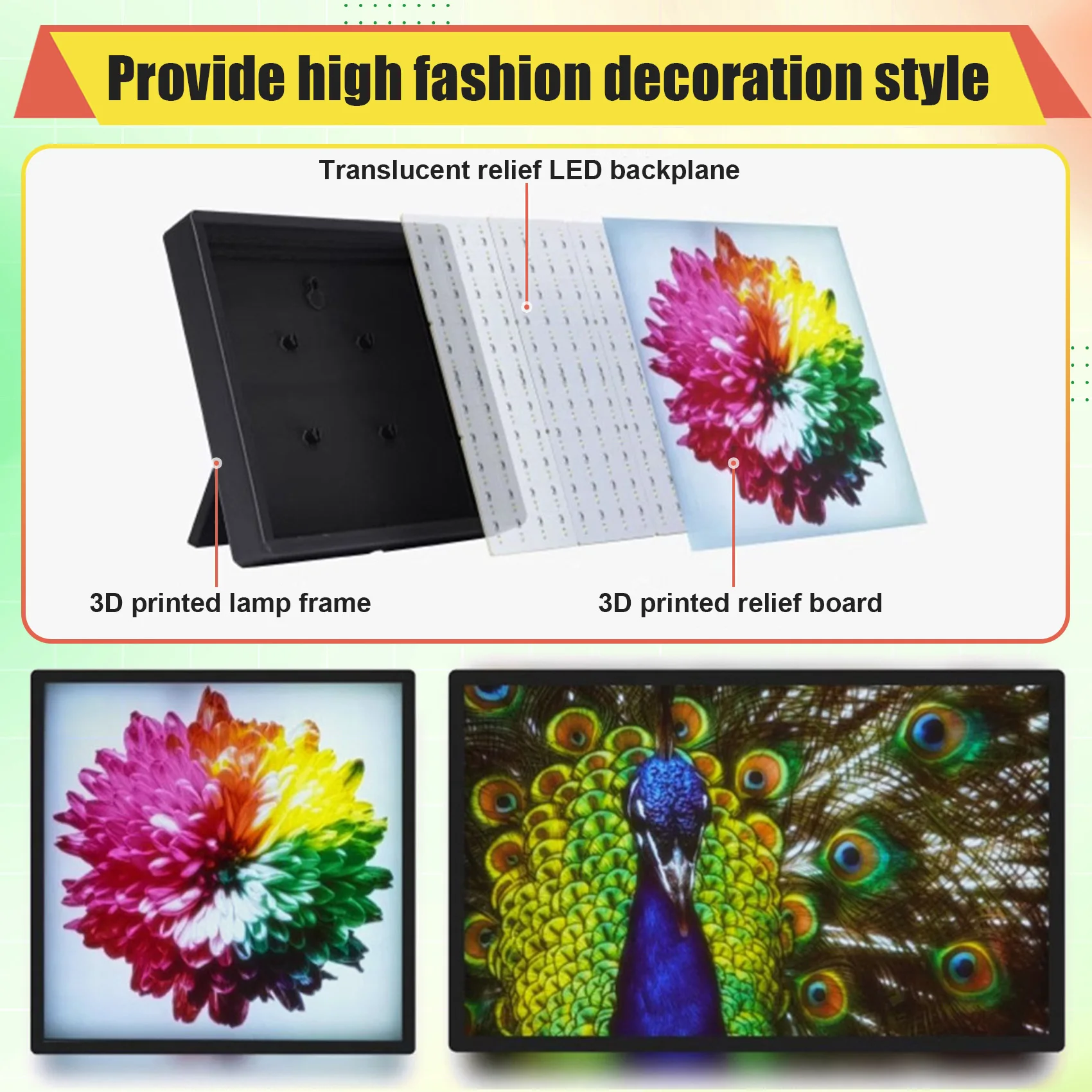 ABUO-CMYK LED 백라이트 보드 PLA 기반 리토팬 3D 프린팅 사진 ..
