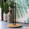 Wood Paper Towel Holder, Black Paper Towel Holder Countertop, Kitchen Towel Holder Free-Standing with Non-Slip Wooden Bas 3