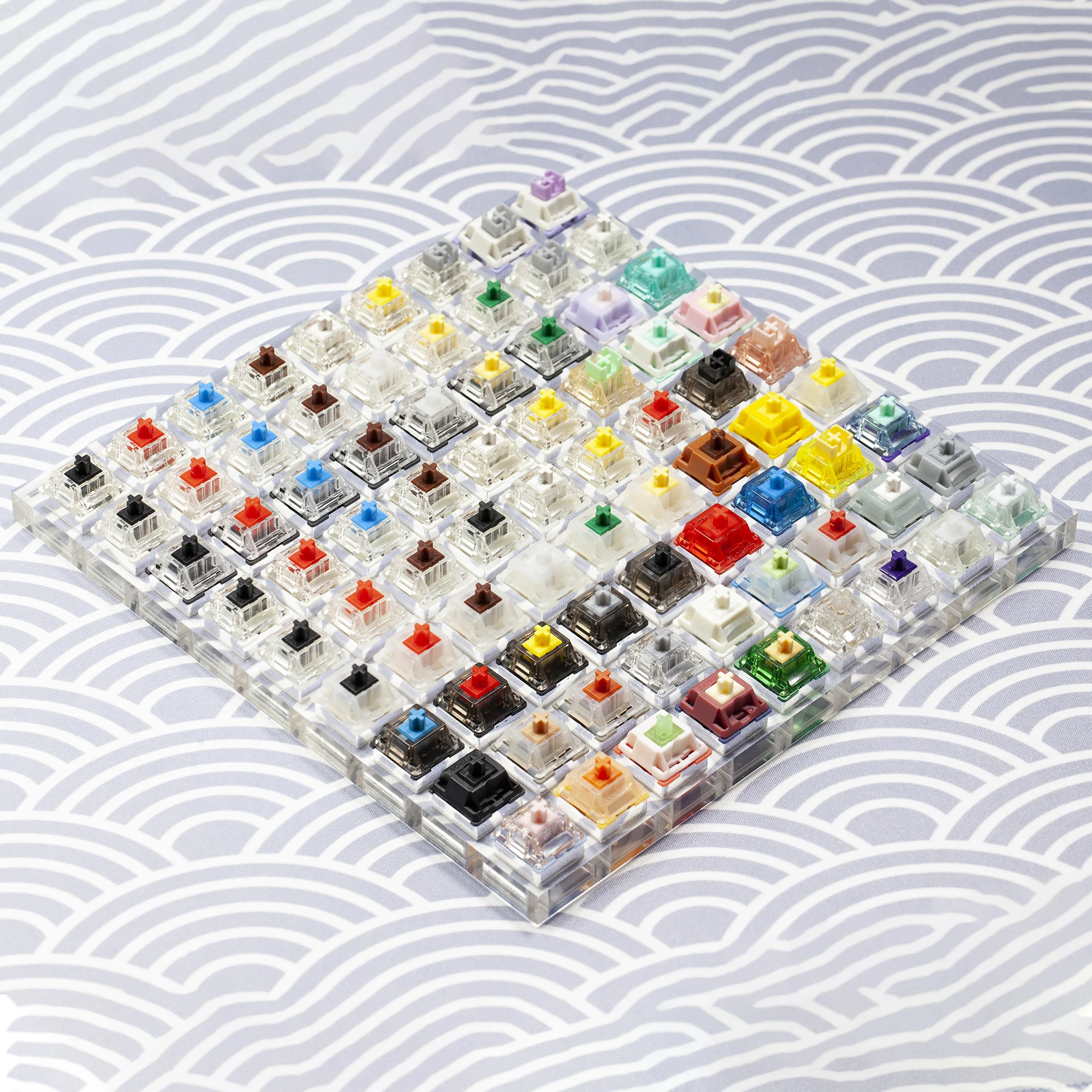 Gateron Switch Tester com Base Acrílica Keycaps em Branco Rei do Óleo do Dragão Branco e Verde Jade Magnético Marrom Amarelo Prata e Branco