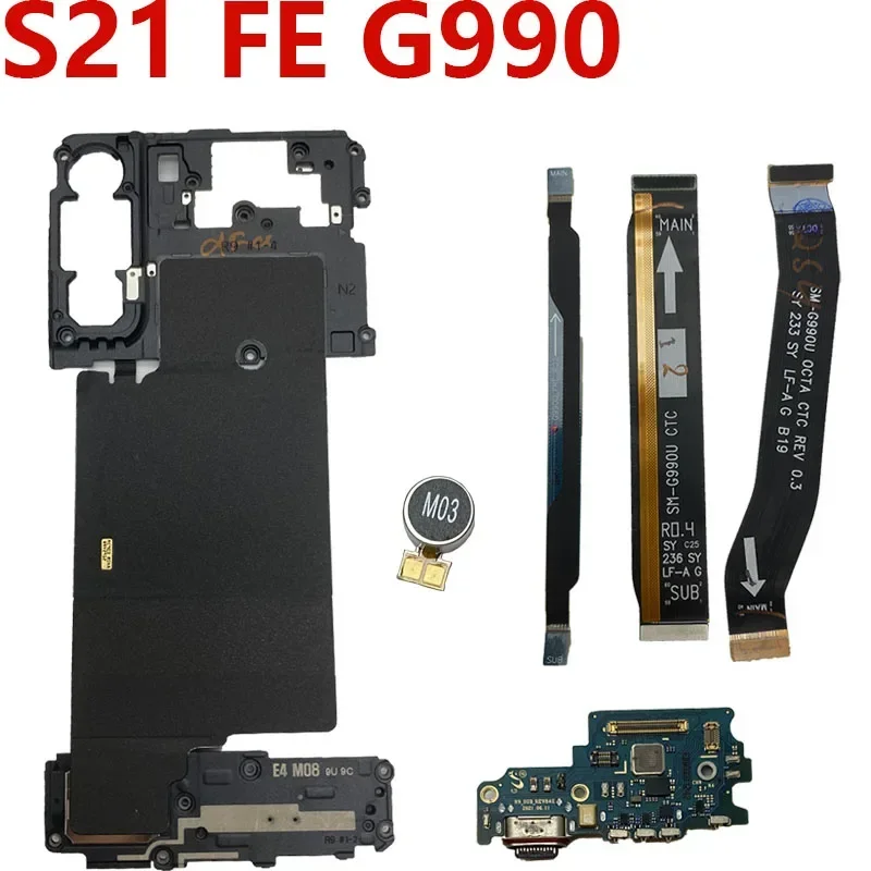 Mobile Motherboard Cell Phone Parts Cell Phone Signal Booster Antenna For Samsung S21 FE G990E G990U G990N G990B NFC Wireless Charge Signal LCD Main Antenna Microphone Board Dock 5G mmWave Cable