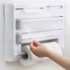 6 In1 Kitchen Wrap Dispenser Foil and Plastic Wrap Organizer with Roll Holder Wall Mounted Film Wrap Dispenser Easy Installation 3
