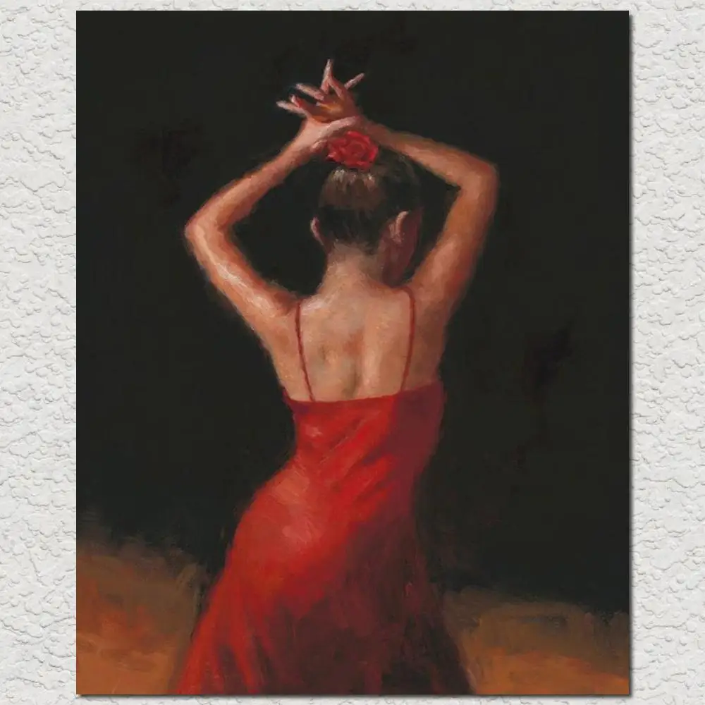

Beautiful Oil Painting of Women Flamenco Female Artwork Picture to Canvas Hand Painted High Quality for Living Room Wall Decor