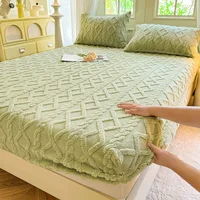 Drap-housse en polaire Tafu de couleur unie, housse de protection pour matelas domestique, antidérapant, une pièce, sans taie d'oreiller, nouvelle collection 2025 3