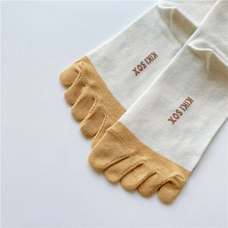 1 Paar Damen-Socken mit fünf Zehen und geteilten Zehen, bunte Tulpenblumen, weiche Baumwolle, Mädchen-Fünf-Finger-Mittelrohrsocken, Outdoor-Sportsocken – Detail 23