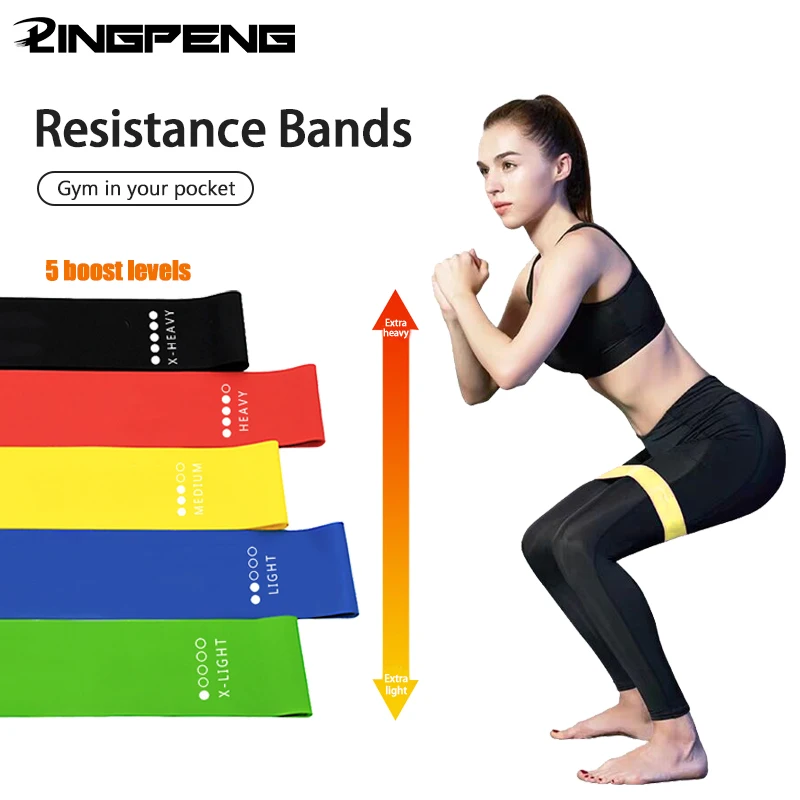 Bandas De Resistencia GRIFEMA - Juego De 5 Niveles, Para Ejercicio En Casa, Gimnasio, Yoga (Incluye Bolsa)