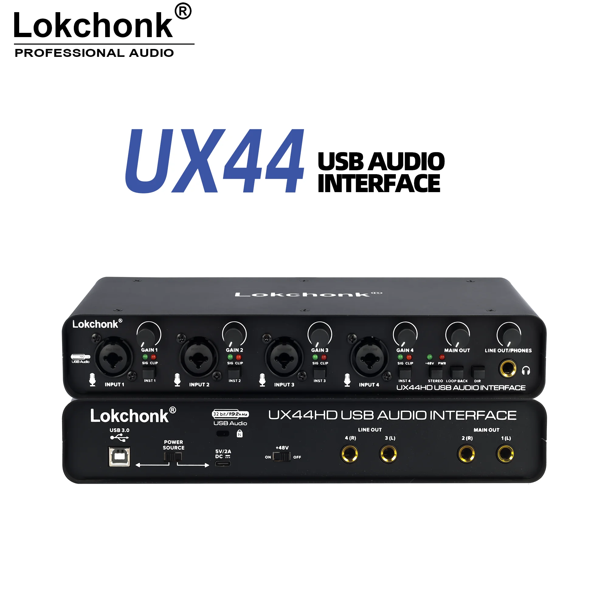 UX44 オーディオインターフェイスサウンドカード 4 チャンネル
