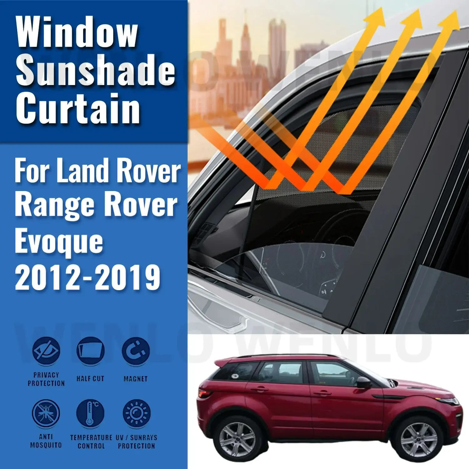 

Автомобильный солнцезащитный козырек для Land Rover Evoque 2012-2019, переднее лобовое стекло, магнитная сетчатая занавеска, заднее боковое окно, солнцезащитный козырек