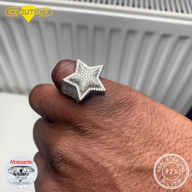 Pinky Ring Five Star Ring Gold Iced Simulated Diamond Star Pinky