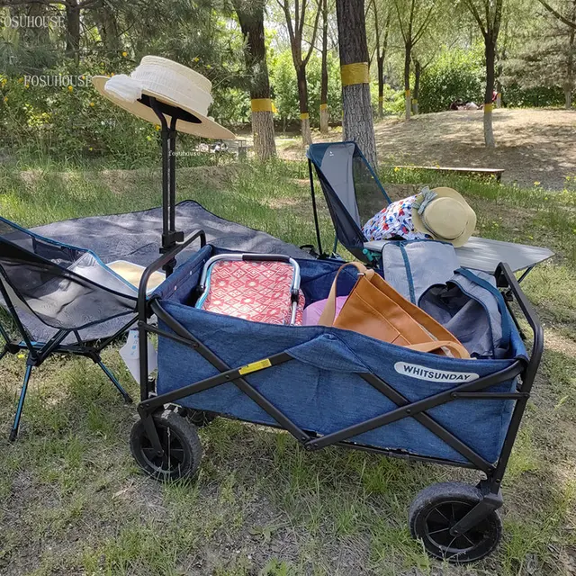 Kültéri Kerti Kocsik Hordozható Kézi Húzás Kemping Kocsi Összecsukható Kerekekkel Horgász Bevásárló - Image 6