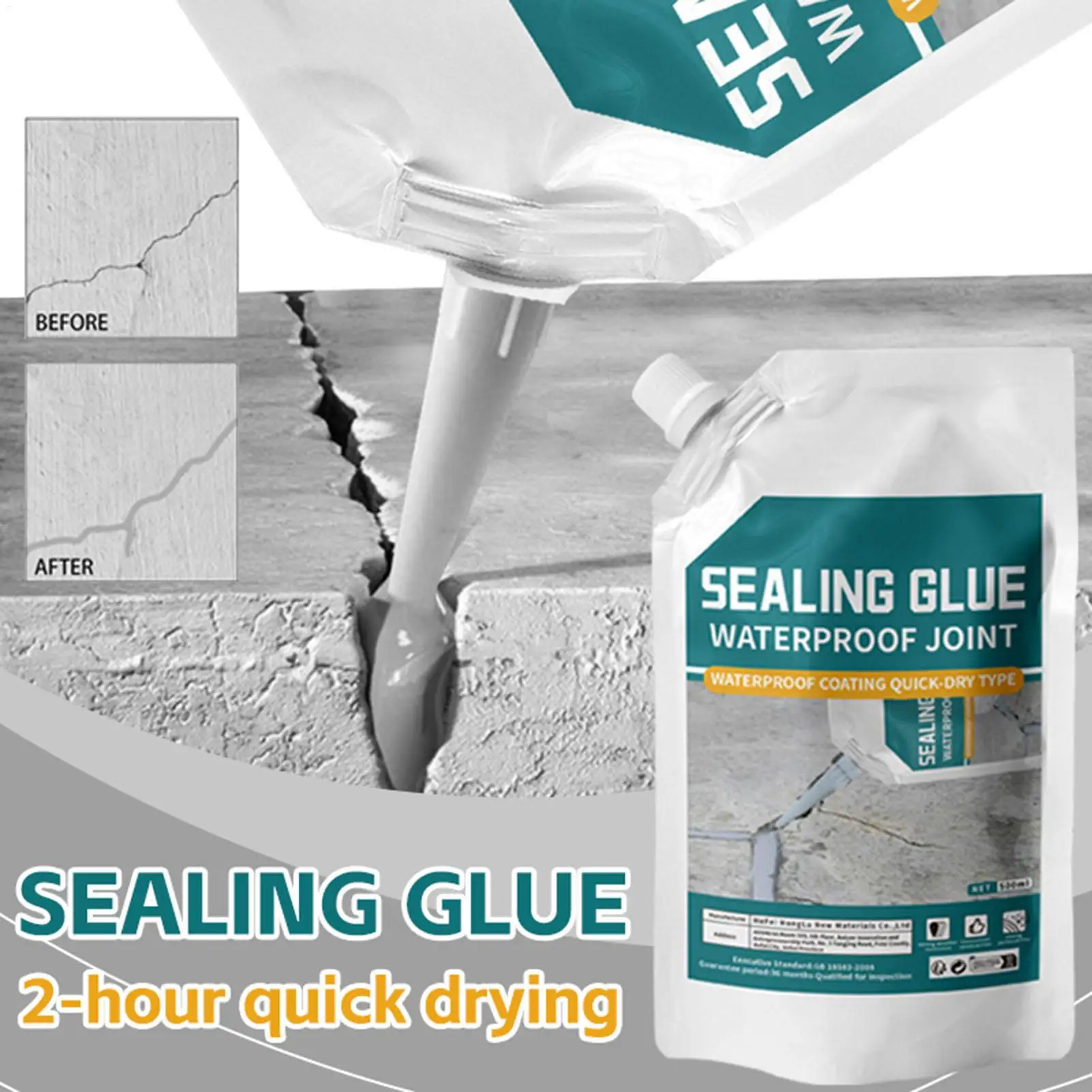 500ml Cement Crack Filler Asphalt Crack Filler Waterproof Concrete Bonding Agent Quick-Drying Sealing Adhesive Cracked Tile Fill
