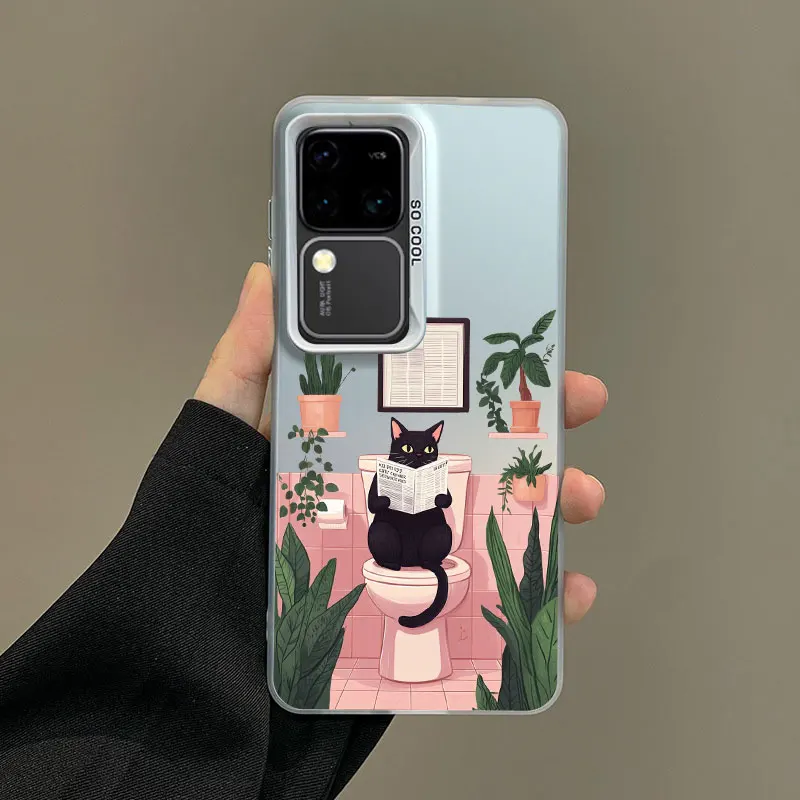 Für Samsung S21 S23 S24 FE S25 S24 S23 S22 Ultra Plus Laser Telefon Fall Schwarze Katze Lesen Sitzen Auf Die Closes Stoßfest Abdeckungen – Detail 4