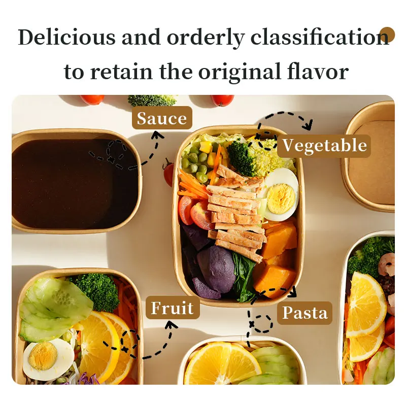 Disposable Lunch Box 25pcs/set Kraft Paper Square Lunch Box Fast Food Packing Boxes Paper Bowls With Lid Household Bento Boxes